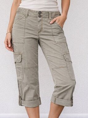 Sanctuary Cargo Pants Khaki Utility Roll-Tab Hem Women's Size 27 Outdoors